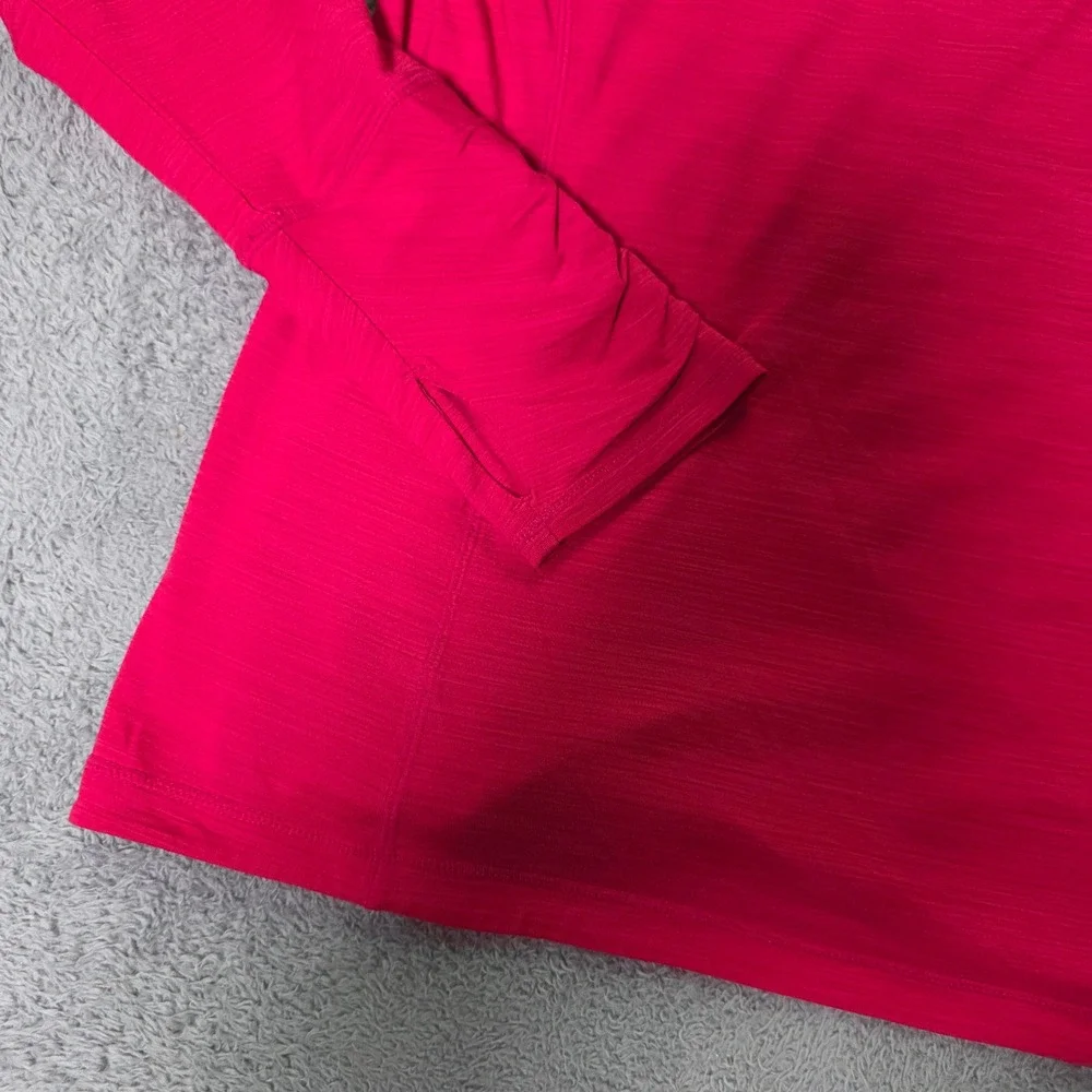 Kirkland Womens Large Quarter Zip Pullover Pink Space Dye Thumbhole Athletic Top